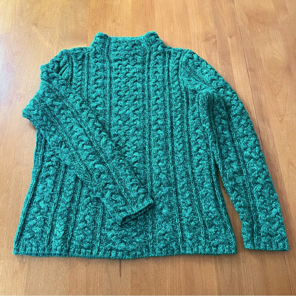 Women’s TALL mock neck cable Aran sweater